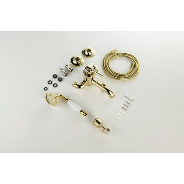 AQ1549PG КЛАССИК смеситель для ванны с душевым набором, полир. золото. Фото 9