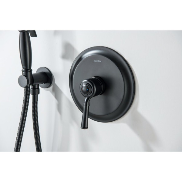 AQ1566MB КЛАССИК смеситель для душа 1 режим (внешняя и скрытая часть), матовый черный. Фото 2