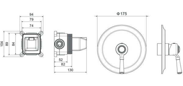 AQ1566PG КЛАССИК смеситель для душа 1 режим (внешняя и скрытая часть), полир. золото. Фото 2