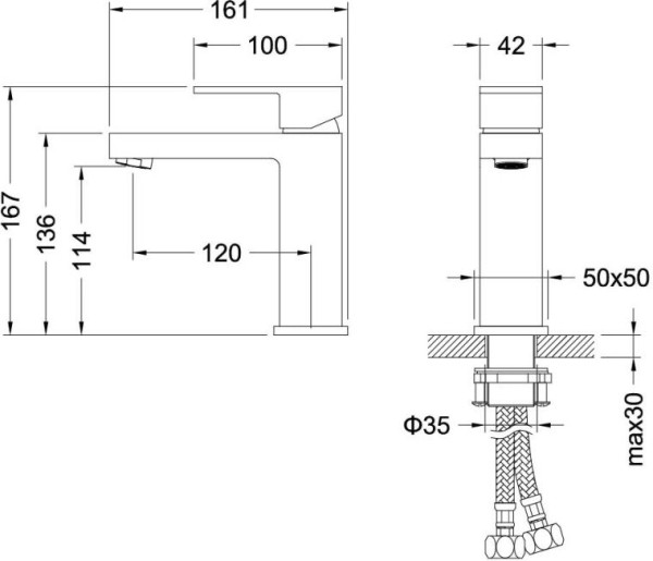AQ1610CR ЛИБРА смеситель для раковины 114, без донного клапана. Фото 2