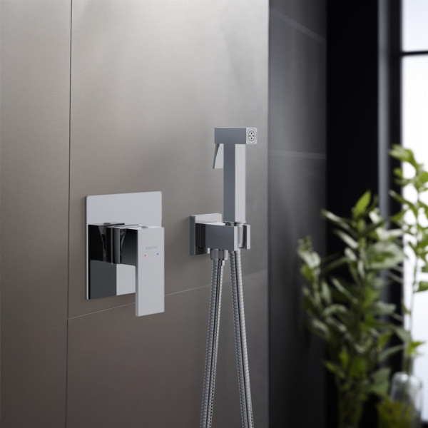 AQ1619CR ЛИБРА набор с гигиеническим душем (смеситель + гигиеническая лейка + шланг + шланговое подсоединение с держателем). Фото 3