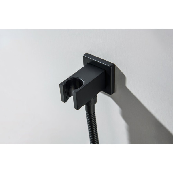 AQ1619MB ЛИБРА набор с гигиеническим душем (смеситель + гигиеническая лейка + шланг + шланговое подсоединение с держателем), матовый черный. Фото 9