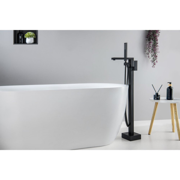AQ1645MB ЛИБРА смеситель для ванны напольный, матовый черный. Фото 3