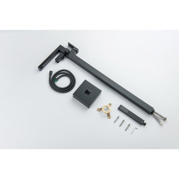 AQ1645MB ЛИБРА смеситель для ванны напольный, матовый черный. Фото 8