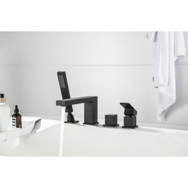 AQ1648MB ЛИБРА смеситель на борт ванны на 4 отв., матовый черный. Фото 6