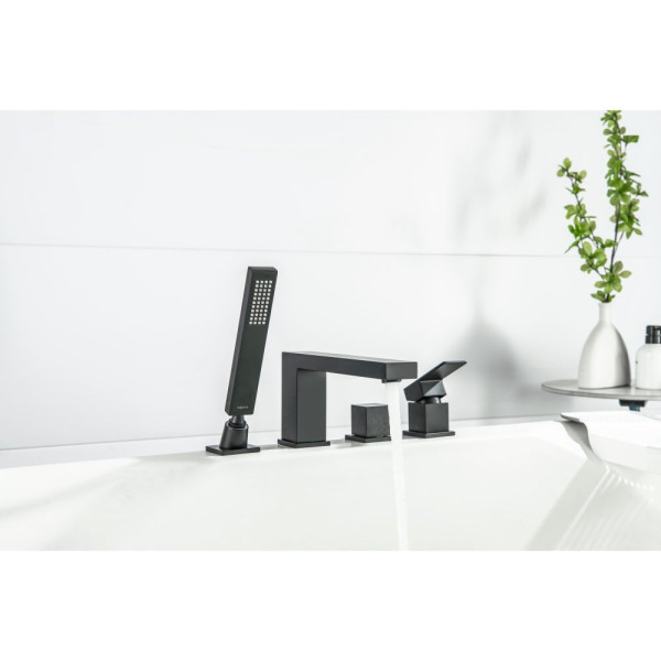 AQ1648MB ЛИБРА смеситель на борт ванны на 4 отв., матовый черный. Фото 7