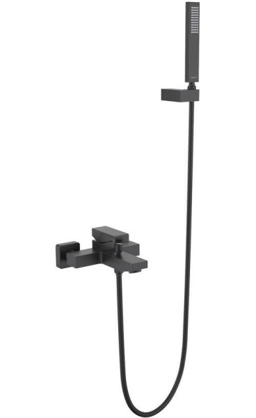 AQ1649MB ЛИБРА смеситель для ванны с душевым набором 1jet, матовый черный. Фото 1