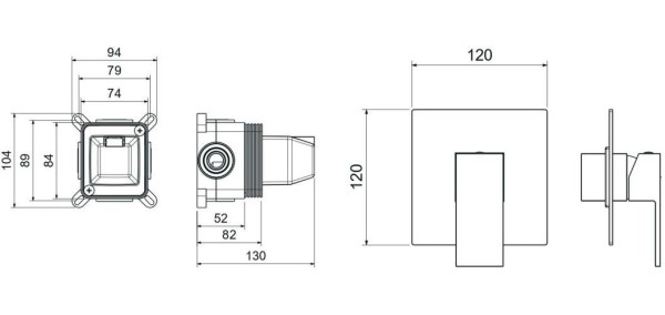 AQ1666CR ЛИБРА смеситель для душа 1 режим (внешняя и скрытая часть). Фото 2