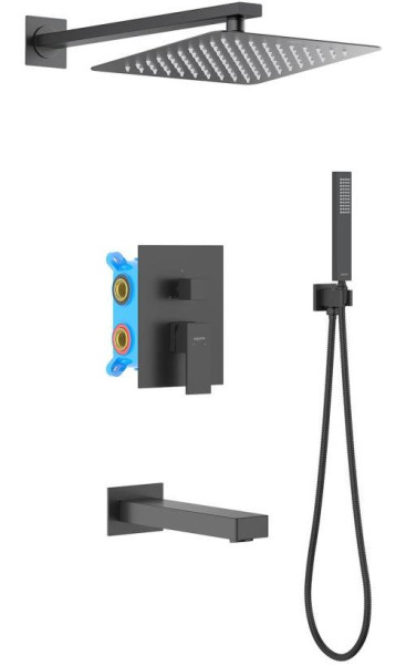 AQ1673MB ЛИБРА Set 4 в 1 душевой комплект 3 режима, матовый черный. Фото 1