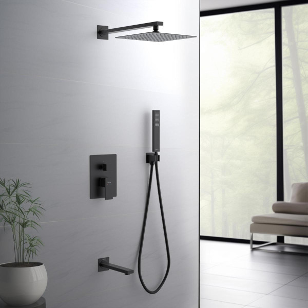 AQ1673MB ЛИБРА Set 4 в 1 душевой комплект 3 режима, матовый черный. Фото 4