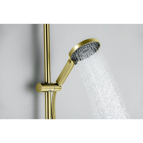 AQ1748BG ЛУГАНО смеситель для ванны с душевым гарнитуром 3jet, шлиф. золото. Фото 11