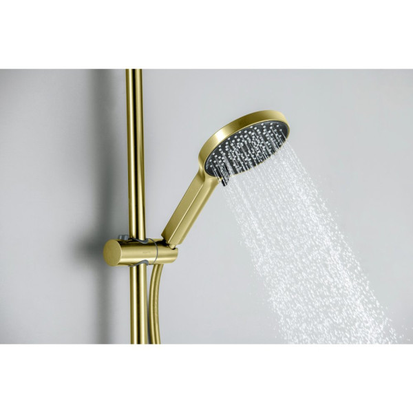 AQ1748BG ЛУГАНО смеситель для ванны с душевым гарнитуром 3jet, шлиф. золото. Фото 12