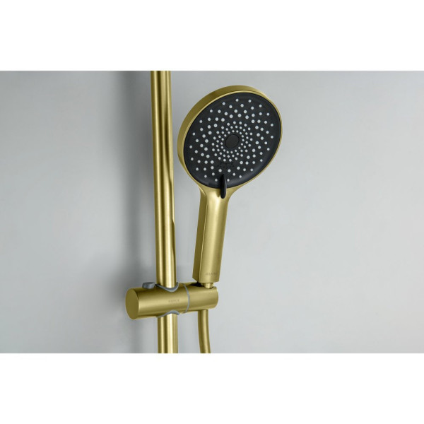 AQ1748BG ЛУГАНО смеситель для ванны с душевым гарнитуром 3jet, шлиф. золото. Фото 9