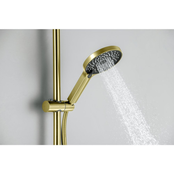 AQ1748BG ЛУГАНО смеситель для ванны с душевым гарнитуром 3jet, шлиф. золото. Фото 10