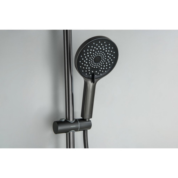 AQ1748BGM ЛУГАНО смеситель для ванны с душевым гарнитуром 3jet, оружейная сталь (шлиф. черный хром). Фото 8