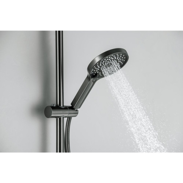 AQ1748BGM ЛУГАНО смеситель для ванны с душевым гарнитуром 3jet, оружейная сталь (шлиф. черный хром). Фото 9