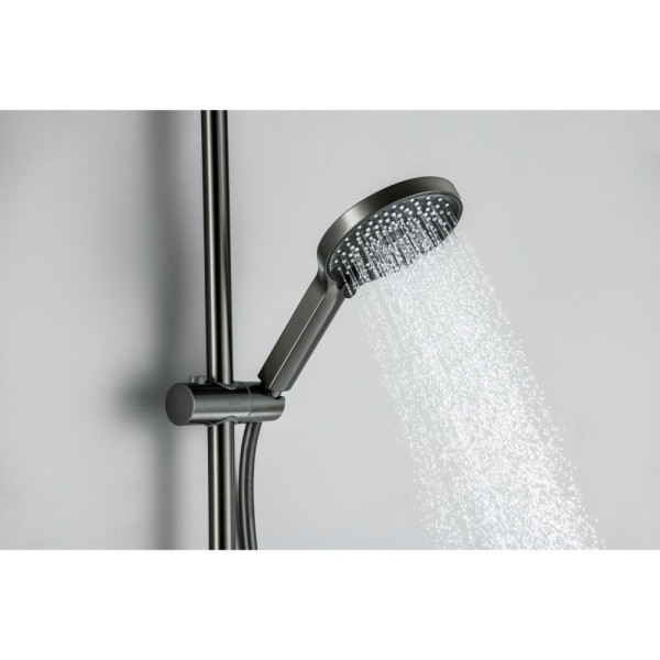 AQ1748BGM ЛУГАНО смеситель для ванны с душевым гарнитуром 3jet, оружейная сталь (шлиф. черный хром). Фото 10