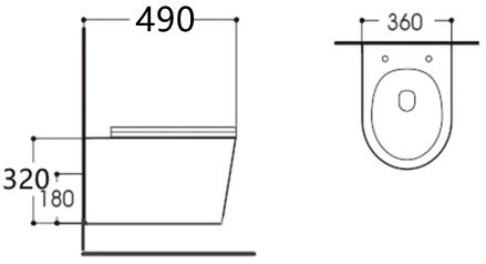 AQ1904-00 ВЕГА Унитаз-компакт подвесной безободковый 490*360*320мм, тонкое сиденье с механизмом плавного закрывания, крепеж. Фото 2