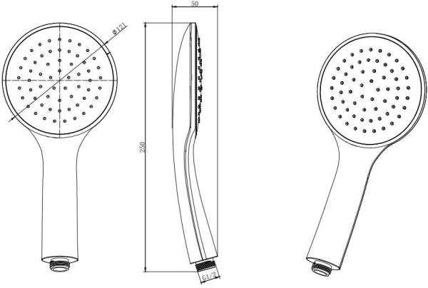 AQ2001MB ВЕГА ручной душ 1jet, матовый черный. Фото 2