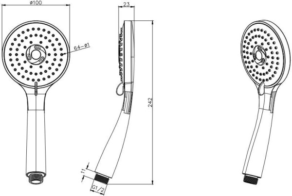 AQ2003CR ВЕГА ручной душ 3jet. Фото 3