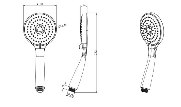 AQ2003MB ВЕГА ручной душ 3jet, матовый черный. Фото 4