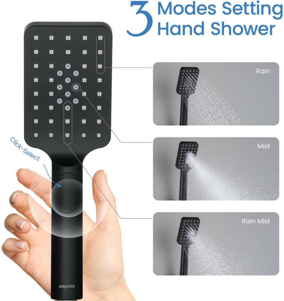 AQ2005MB ЛИРА ручной душ Select 80 3 jet, матовый черный. Фото 7