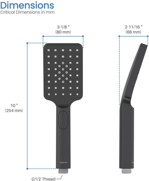 AQ2005MB ЛИРА ручной душ Select 80 3 jet, матовый черный. Фото 8