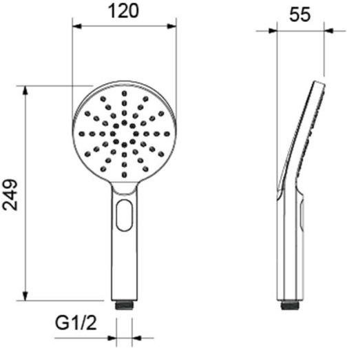 AQ2006CR ОБЕРОН ручной душ Select 120 3 jet. Фото 2