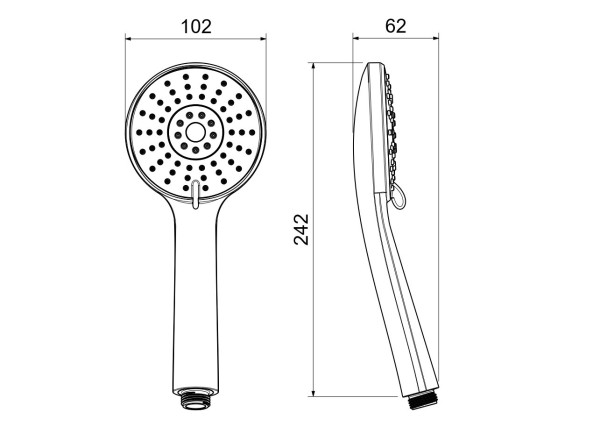 AQ2009BGM БЕТТА ручной душ 100 3 jet, оружейная сталь (шлиф. черный хром). Фото 2