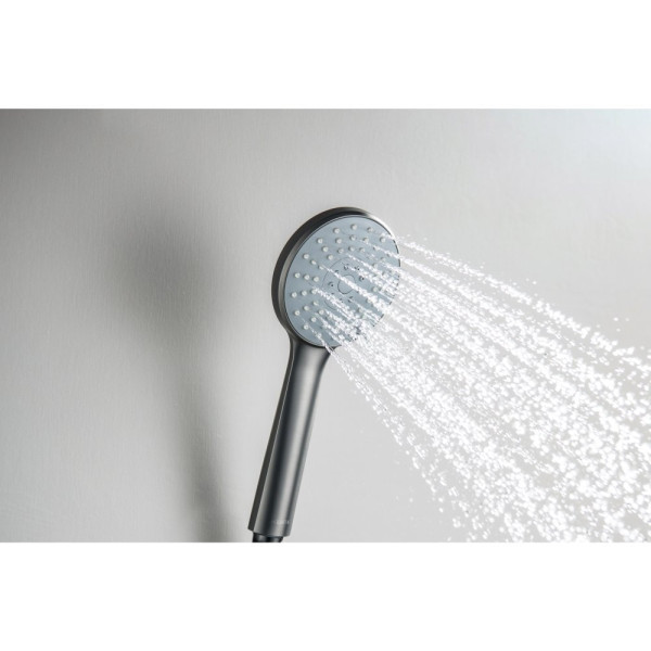 AQ2009BGM БЕТТА ручной душ 100 3 jet, оружейная сталь (шлиф. черный хром). Фото 4