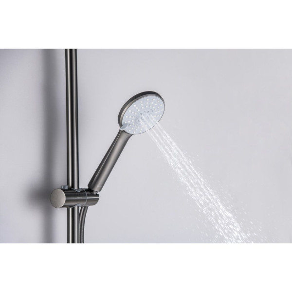 AQ2009BGM БЕТТА ручной душ 100 3 jet, оружейная сталь (шлиф. черный хром). Фото 5