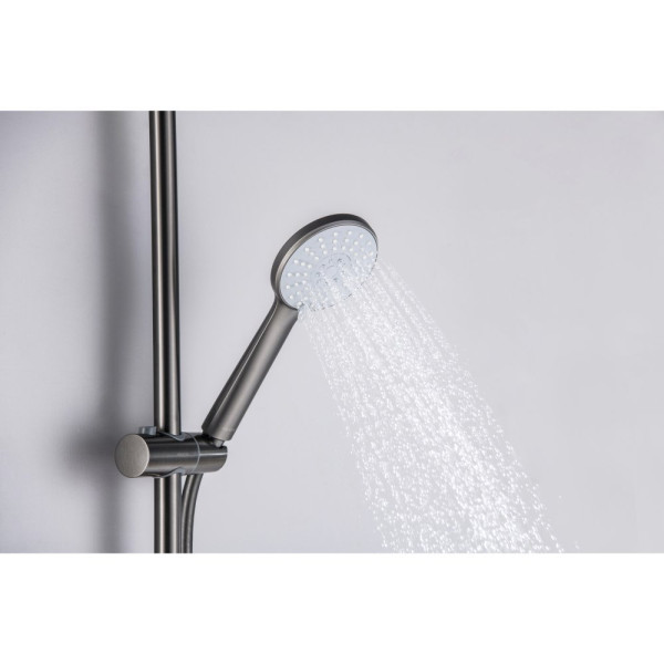 AQ2009BGM БЕТТА ручной душ 100 3 jet, оружейная сталь (шлиф. черный хром). Фото 6