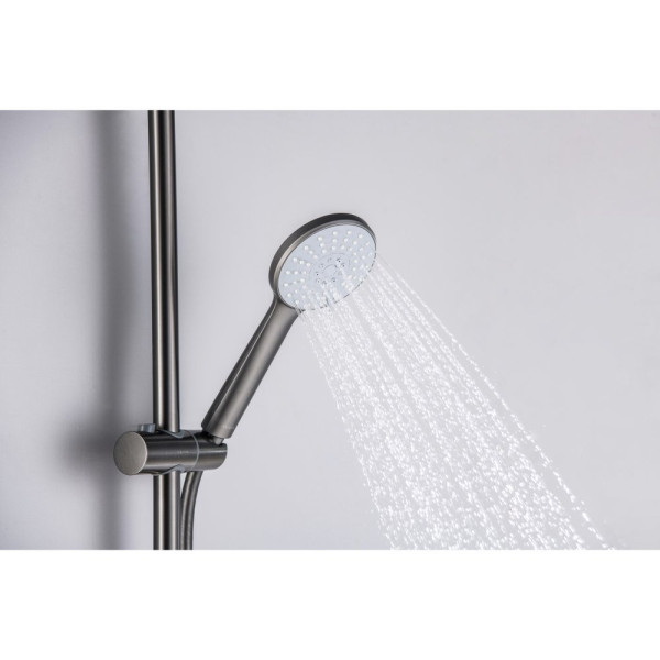 AQ2009BGM БЕТТА ручной душ 100 3 jet, оружейная сталь (шлиф. черный хром). Фото 7