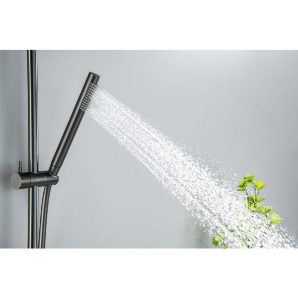 AQ2012BGM ЕВРОПА душевой гарнитур 1jet 65 см, оружейная сталь (шлиф. черный хром). Фото 9