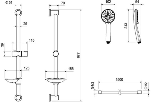 AQ2013CR БЕТТА душевой гарнитур 3jet 65 см. Фото 2