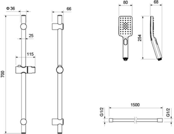 AQ2018MB ЛИРА душевой гарнитур 3jet 65 см, матовый черный. Фото 3