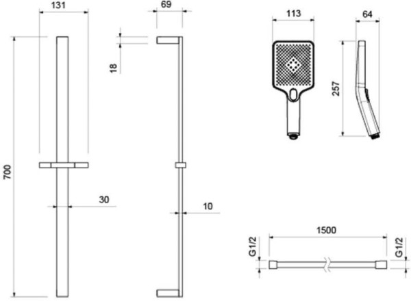 AQ2019MB ЛИБРА душевой гарнитур 3jet 68 см, матовый черный. Фото 4