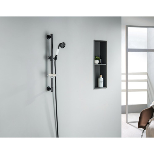 AQ2020MB КЛАССИК душевой гарнитур 1jet 65 см, матовый черный. Фото 2