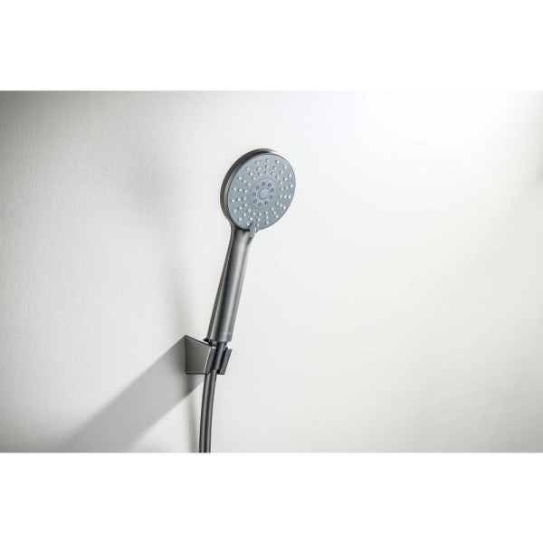 AQ2032BGM БЕТТА душевой набор 100 3 jet, оружейная сталь (шлиф. черный хром). Фото 5