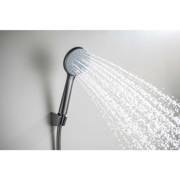 AQ2032BGM БЕТТА душевой набор 100 3 jet, оружейная сталь (шлиф. черный хром). Фото 6