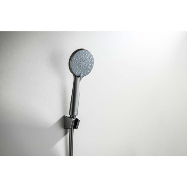 AQ2032BGM БЕТТА душевой набор 100 3 jet, оружейная сталь (шлиф. черный хром). Фото 7