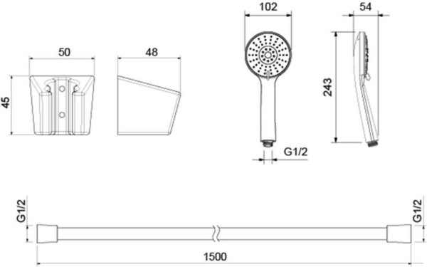 AQ2032MB БЕТТА душевой набор 100 3 jet, матовый черный. Фото 2