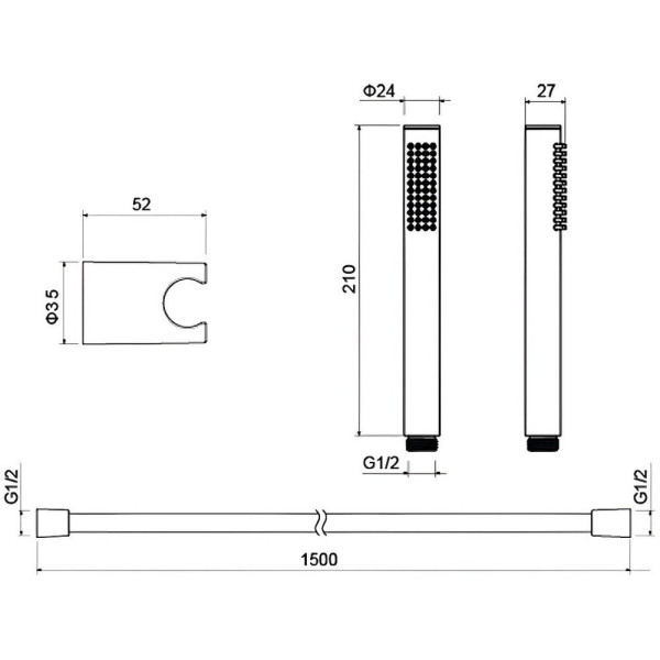 AQ2034BG ЕВРОПА душевой набор 1jet, шлиф. золото. Фото 2