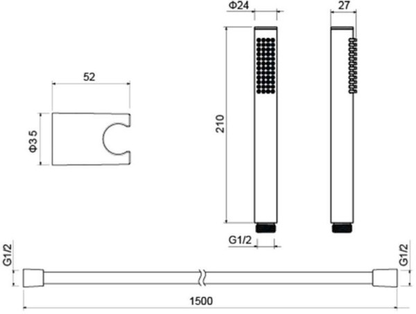 AQ2034CR ЕВРОПА душевой набор 1jet. Фото 2