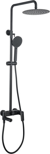 AQ2040MB ВЕГА душевая система (смеситель для ванны) 3jet 250мм, матовый черный. Фото 1