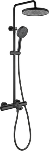 AQ2043MB ВЕГА термостатическая душевая система (смеситель для ванны) 3jet 260мм, матовый черный. Фото 1