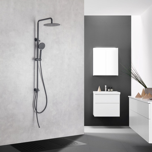 AQ2046MB ВЕГА душевая система 3jet 250мм Reno, матовый черный. Фото 4