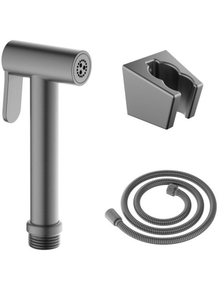 AQ2054BGM гигиенический ручной душ со шлангом 120 см и держателем, оружейная сталь (шлиф. черный хром). Фото 1