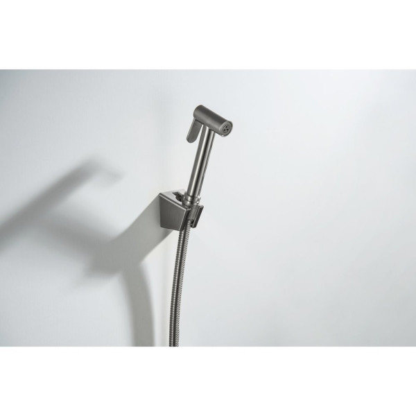 AQ2054BGM гигиенический ручной душ со шлангом 120 см и держателем, оружейная сталь (шлиф. черный хром). Фото 2