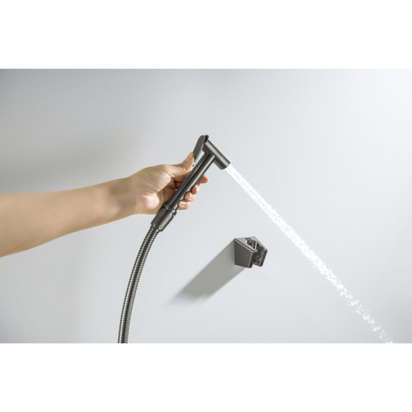 AQ2054BGM гигиенический ручной душ со шлангом 120 см и держателем, оружейная сталь (шлиф. черный хром). Фото 3